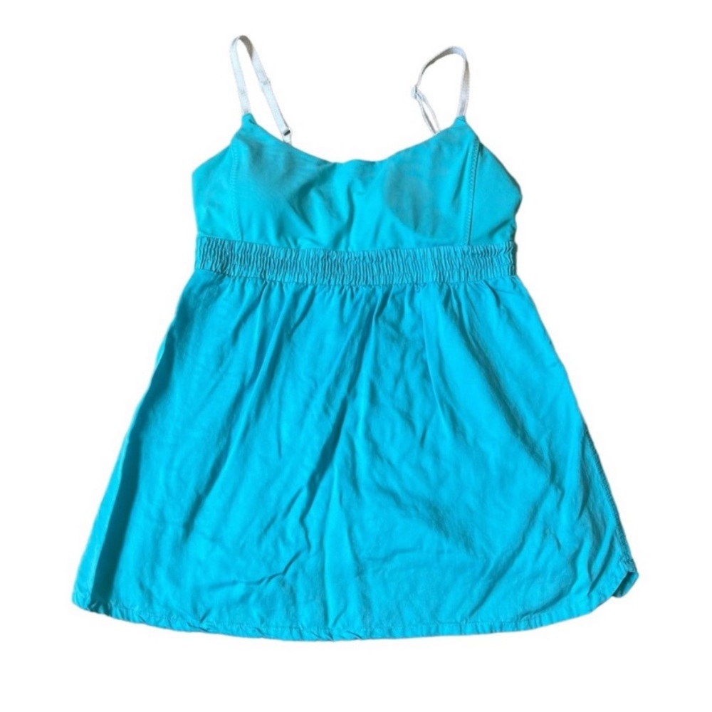 Lululemon Womens Turquoise Aqua Blue Bliss Workout Babydoll Tank Top Cami Size 8